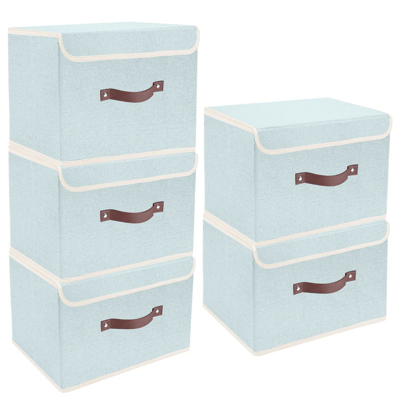 Ebern Designs Polyester Decorative Bin, Aqua Spring