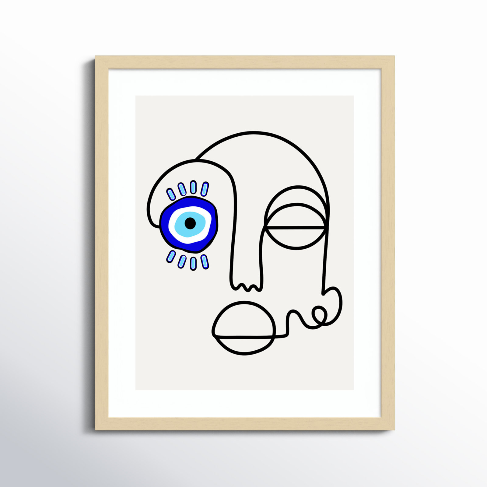 No Evil Allowed by Shatha Al Dafai, 25.38" H x 20.38" W x 0.875" D, Natural