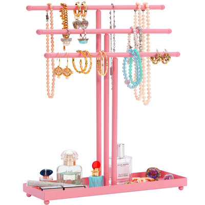 Plateau de table à bijoux à 3 niveaux (rose)