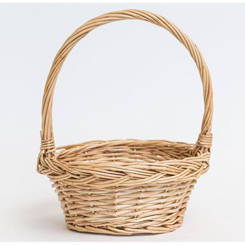 Long Handled Wicker Basket, 10" H x 9" W x 9" D