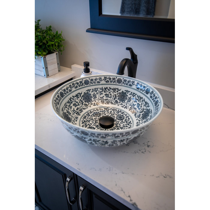 EdenBath Eden Bath 16.375'' Black Ceramic Circular Vessel Bathroom Sink ...