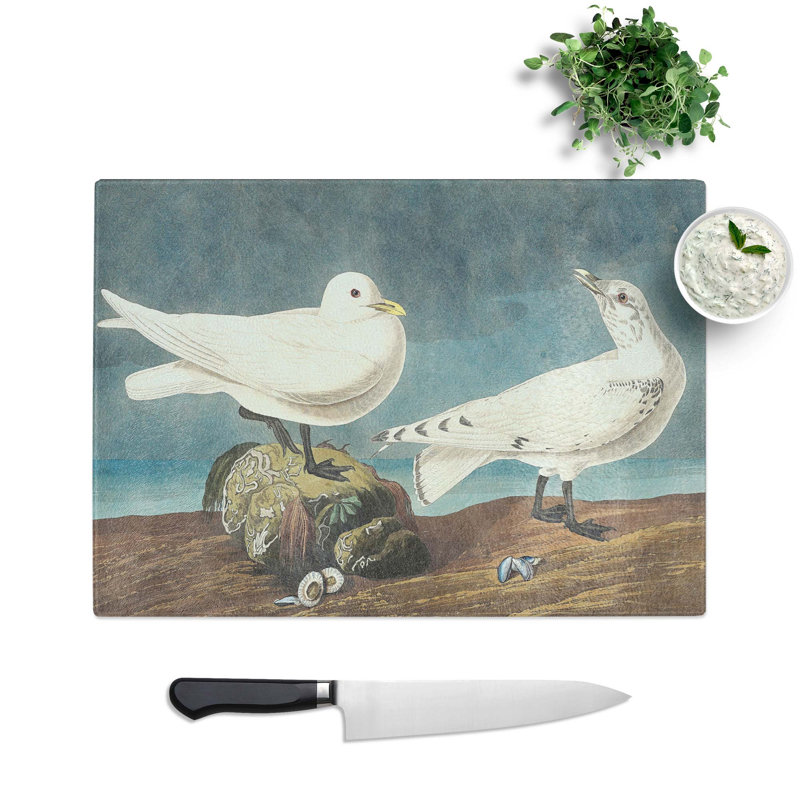 Glass Ivory Gull by John James Audubon Chopping Board, 39 cm W x 28.5 cm L