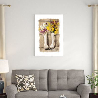 " Old Boots And Flowers " Painting Print
