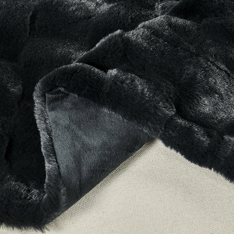 Biscoe Knitted Throw Blanket, Black, 60"W x 70"L