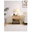 Table d'appoint Birch Coastal Modern avec tiroir, plateau en bois naturel et pieds en métal noir