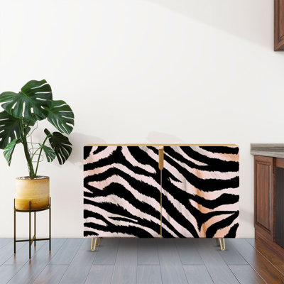 Sideboard Buffet Cabinet with Storage texture tiger zebra stripe jungle Tiger zebra with 2 Doors for Living Room and Kitchen