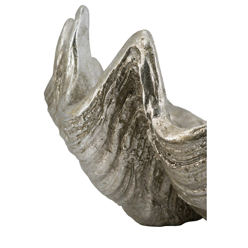 22.5X14x10" Decorative Shell Bowl, 10" H x 22.5" W x 14" D, Silver