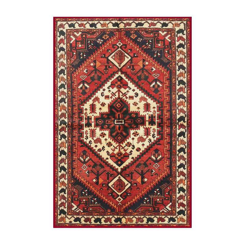 Tapis oriental rouge / beige, Rectangle 5 pi x 7 pi