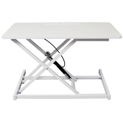 White Adjustable Height Standing Desk With Keyboard Tray, Sit To Stand Workstation For Efficient Task Completion, Gas Spring System Laptop Desk, Ergon
