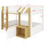 Lit superposé en bois avec bureau intégré, échelle et ports USB
