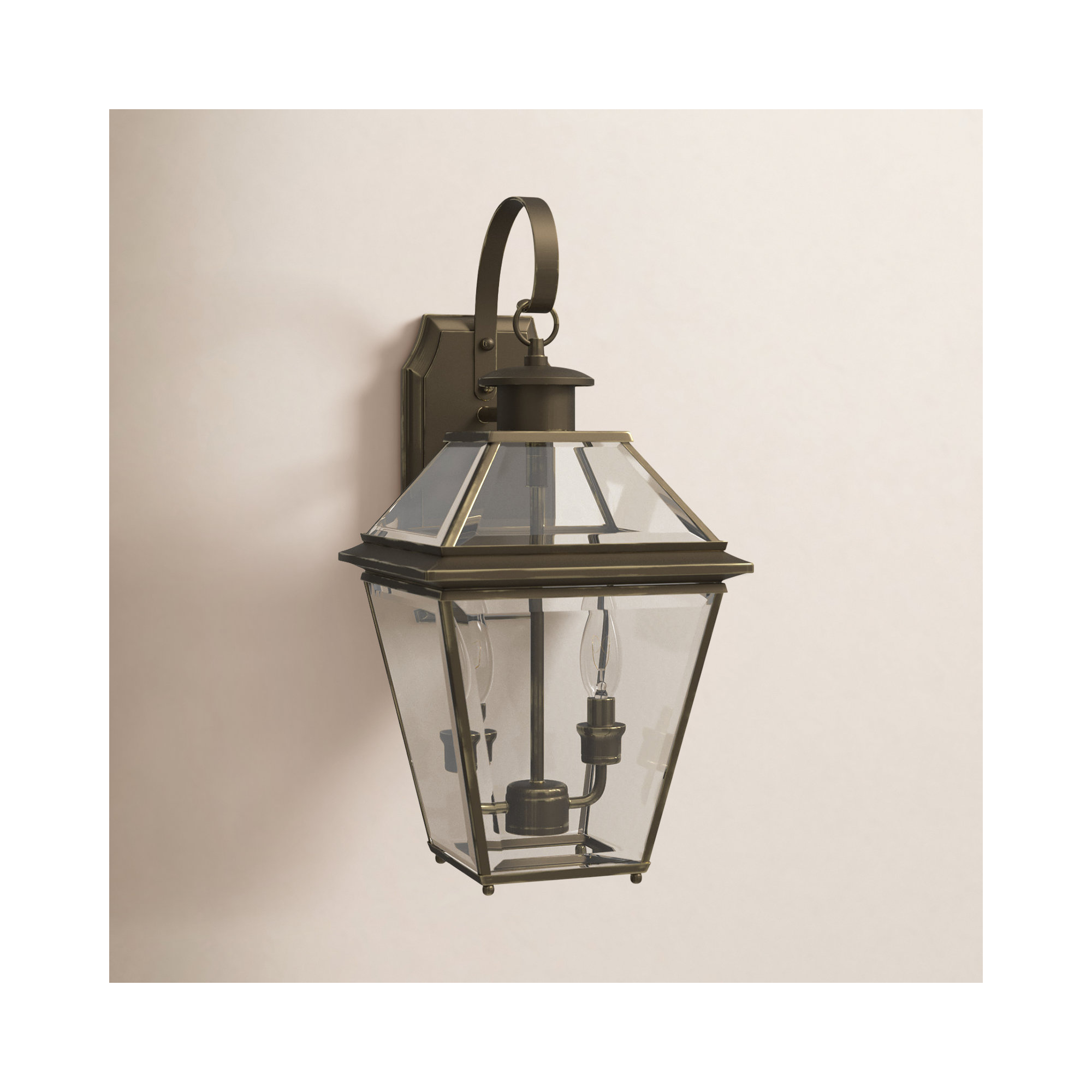 Calais 2 Light Empire Outdoor Wall Light, Antique Bronze