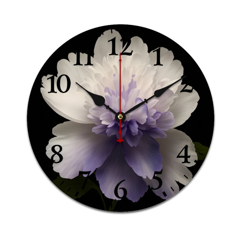 Horloge murale mauve avec pivoines 12 po x 12 po, chambre de repos mauve