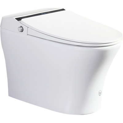 Elongated Smart Toilet Bidet with Auto Flush, Heated Seat, Air Drying, Remote Control, LED Display