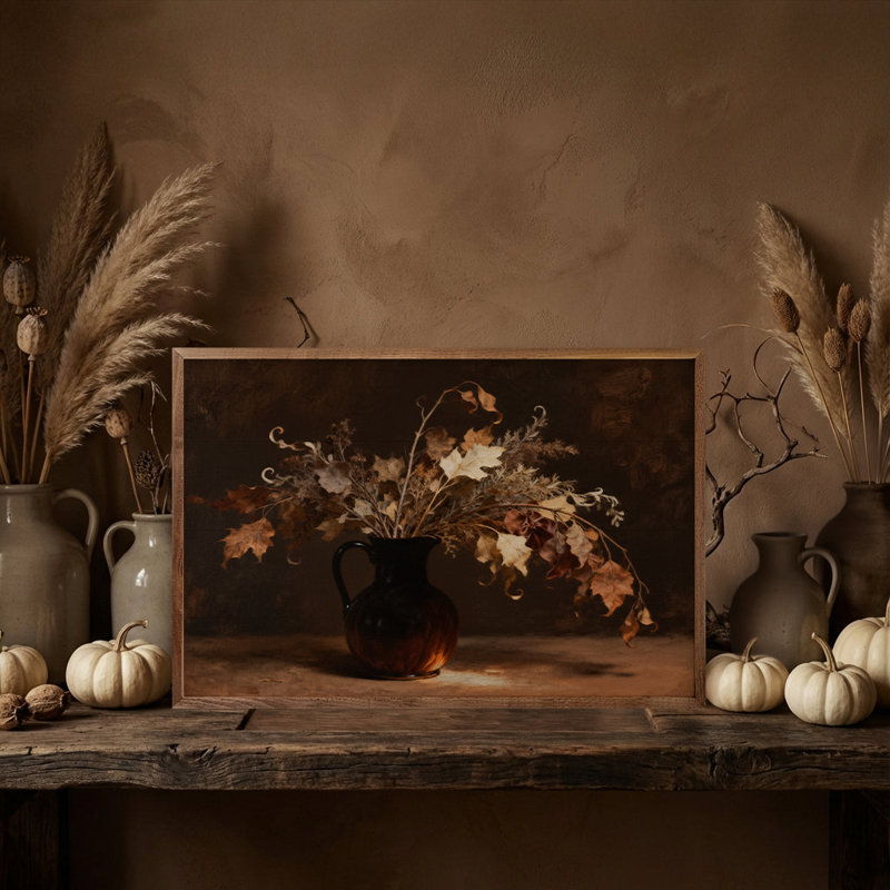 Dried Oak Leaves Dark, H 16 po x l 24 po