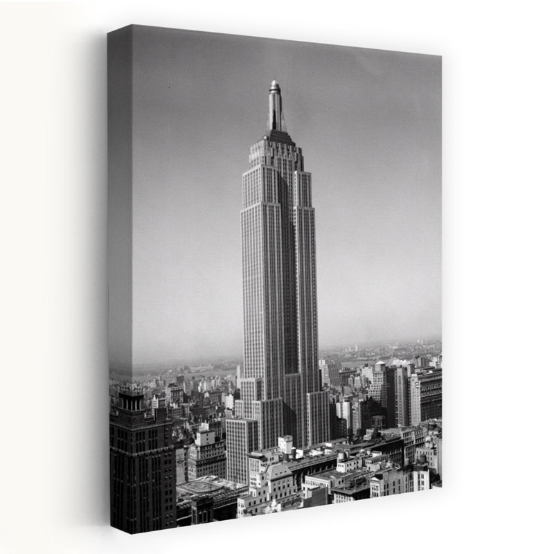 1930S New York City Empire State Building Full Length Without Antennae Abstract Classic Retro Architecture City Wall Art