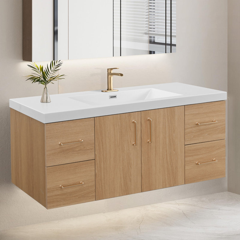 Meuble-lavabo flottant mural 48 po avec lavabo simple Bahtroom