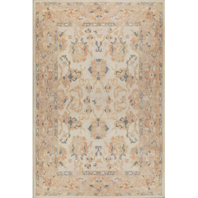 Lucien Cream / Yellow Vintage Textured Classic Patterned Woven Based Chenille Rug