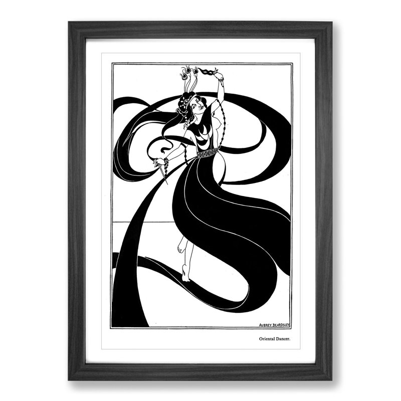 Oriental Dancer by Aubrey Beardsley - Framed Print, 65cm H x 48cm W x 2cm D, Walnut Framed