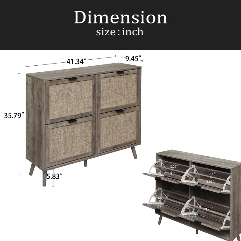 Range-chaussures 4 portes, armoire de rangement pour chaussures moderne autoportante, pour vestibule