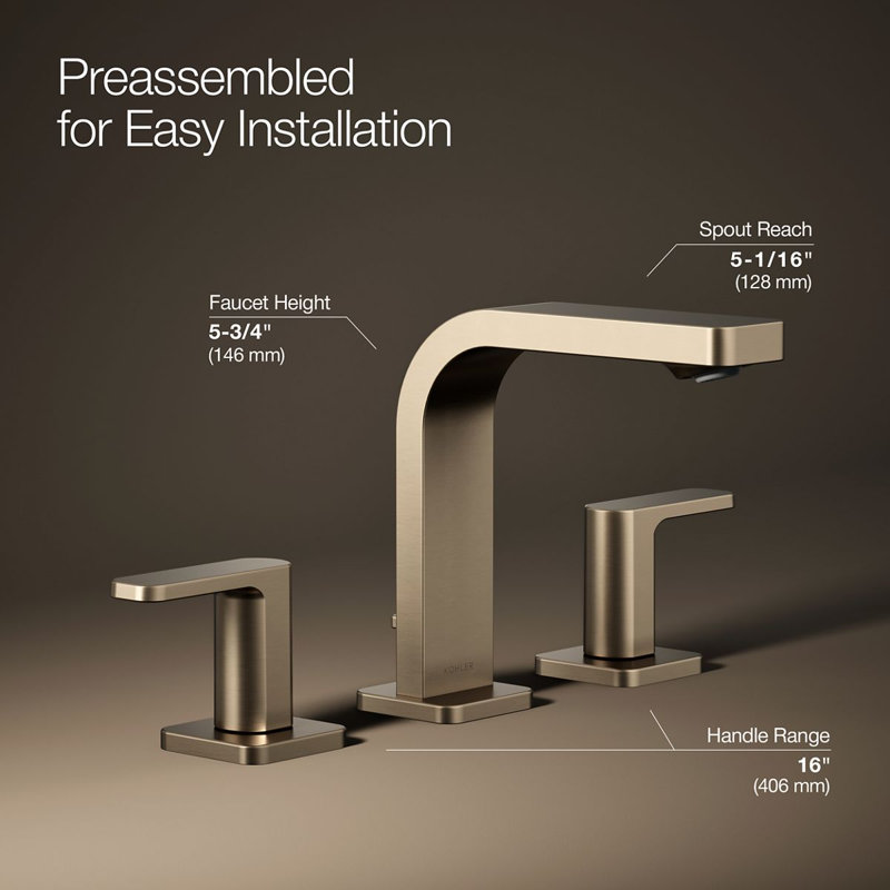 Parallel™Widespread Bathroom Faucet, 3-Hole Two Lever Handle Bathroom Sink Faucet, 1.2 GPM, Vibrant Brushed Bronze, 1 GPM