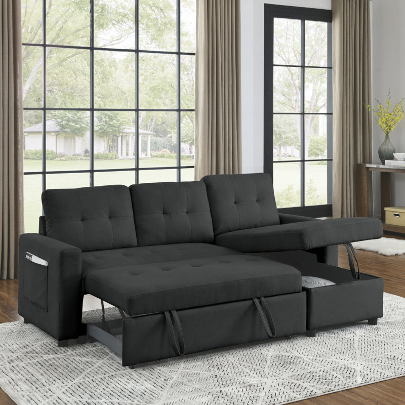 Canapé-lit modulaire réversible de 78,5 po Modern Canapé avec méridienne et sac de rangement latéral Modern