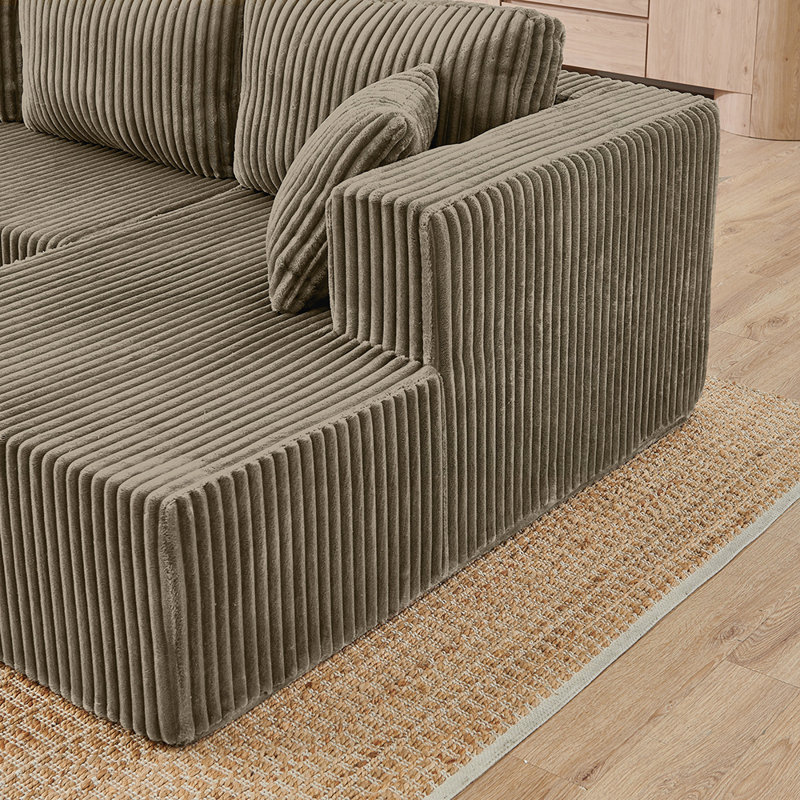 Canapé modulaire en U en forme de U, canapé modulaire compressé en velours côtelé de style minimaliste moderne, canapé-lit pour le salon, la chambre à coucher, canapé confortable à conception compacte et peu encombrante