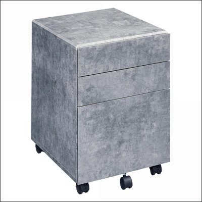 File Cabinet, 3-Drawer Matte Silver Industrial with Caster Wheels | Industrial | Office