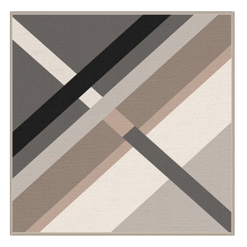 Tapis minimaliste beige lavable à la machine Penola, Carré 3 pi