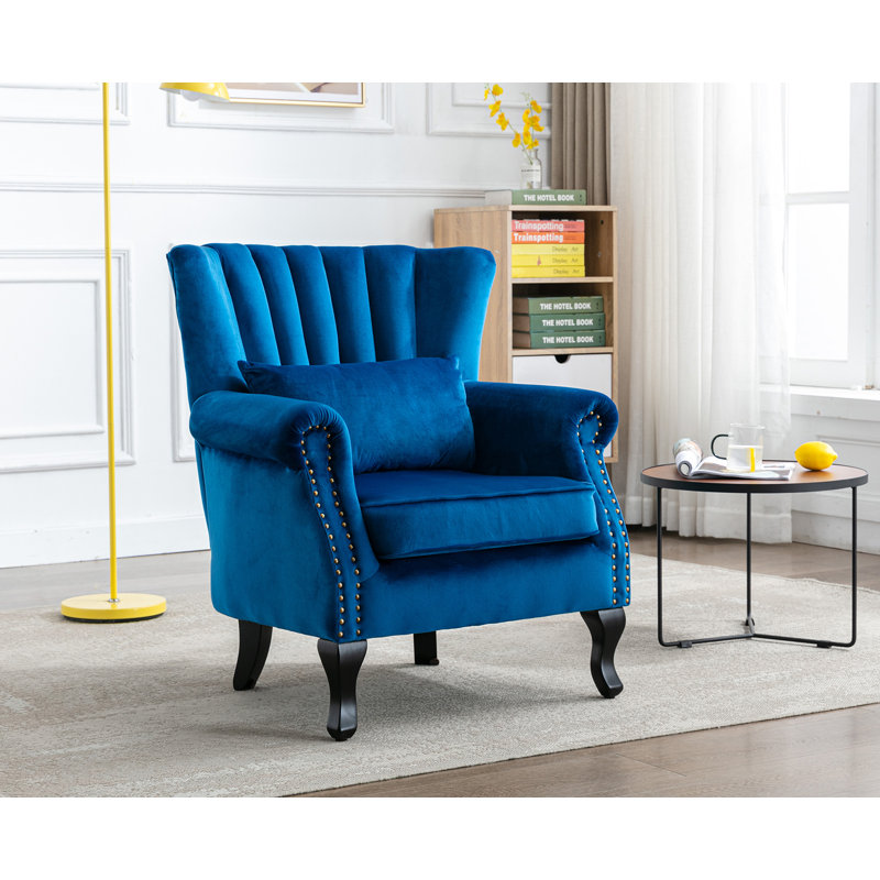 Dorava Velvet Accent Chair, Blue