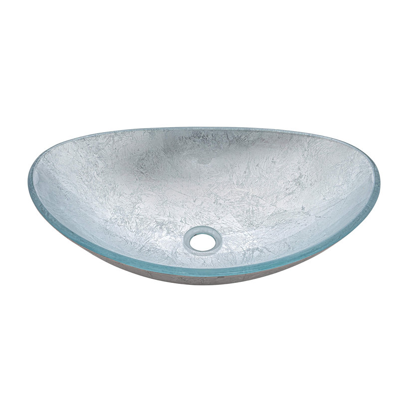 Fine Fixtures Modern Glass Vessel Oval 20 X 14 In Gold, Silver