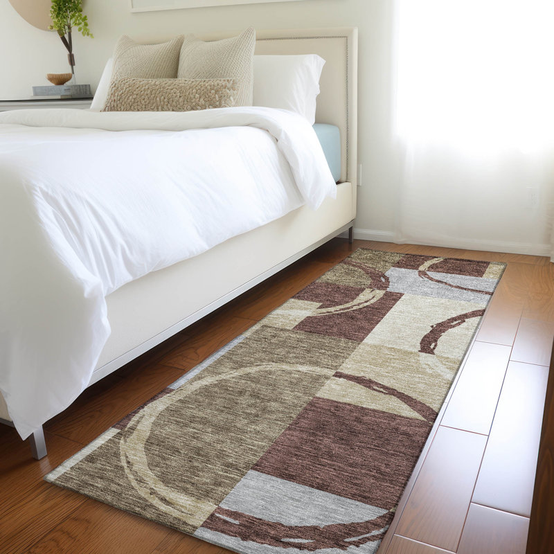 Premium Machine Washable Prisco Brown Rug, Runner 2'3" x 7'6"
