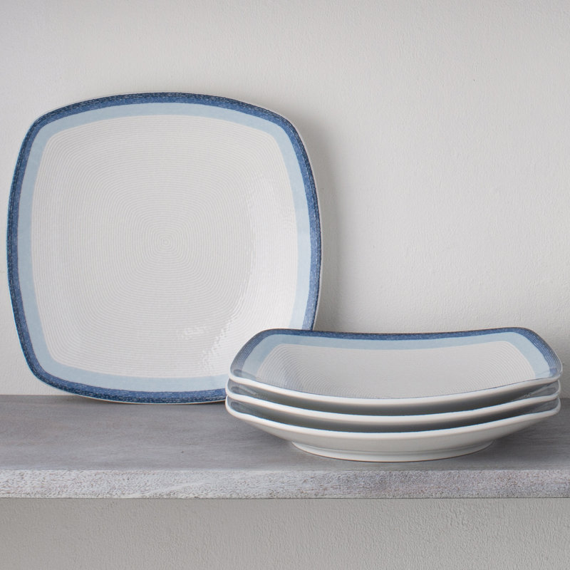 Noritake Colorscapes Layers Square Dinner Plates, 10-3/4", Sky