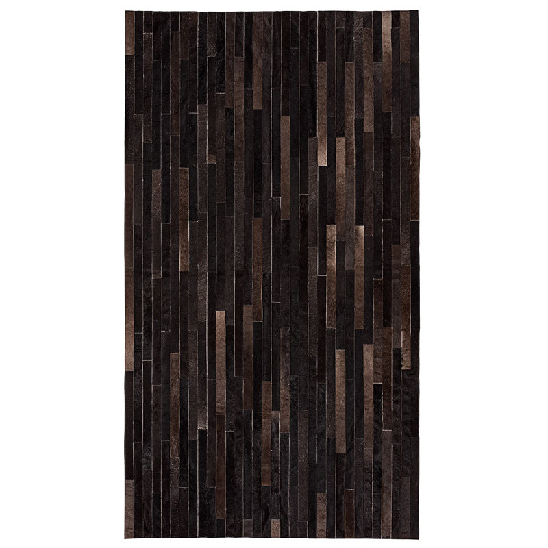 Tapis brun foncé / noir en cuir Poseidon, Rectangle 9 pi x 12 pi