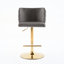 Hauteur réglable du siège, velours gris, base décorative dorée, pour tabourets de bar classiques en velours pour îlot de cuisine, pivotant à 360 °, siège ergonomique plaqué or, dossier de 2