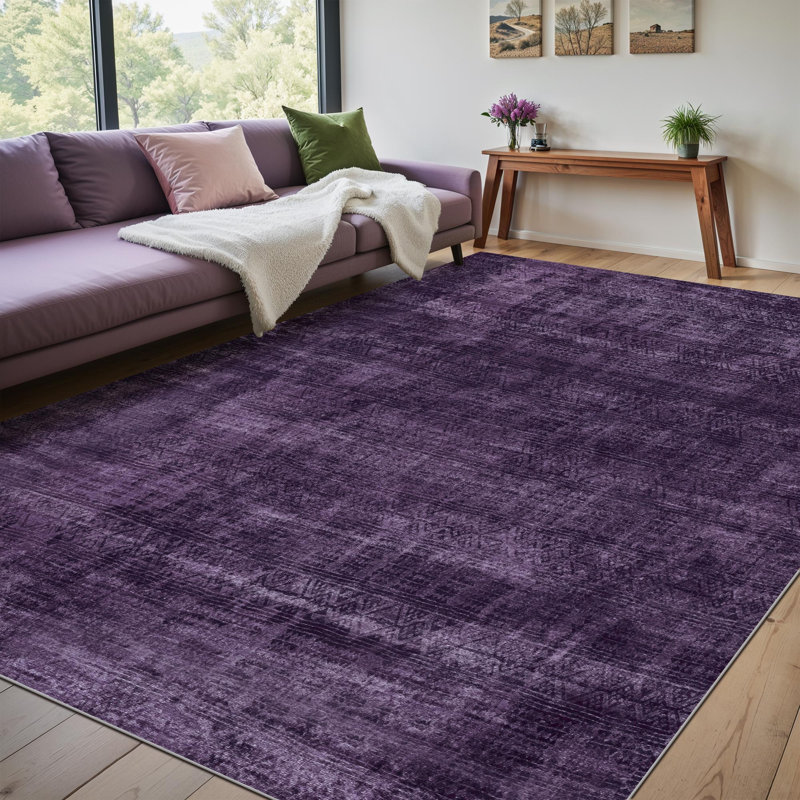 Tapis d'intérieur Leyat, Mauve ancien, Rectangulaire 8 pi x 10 pi