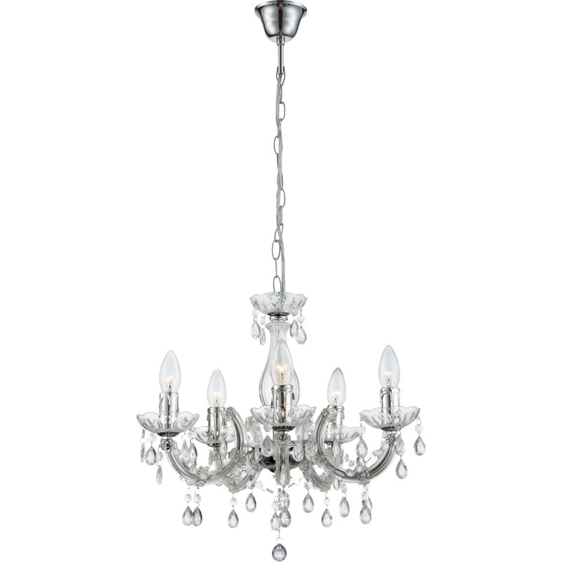 5 - Light Candle Style Chandelier, Clear