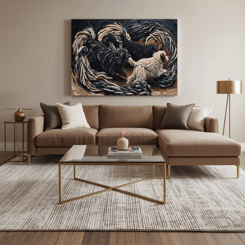 «Dogs Puli», art mural sur toile noire, H 8 po x l 10 po