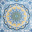 Housse de lit de jour réversible bleue - 6 pièces, avec grand imprimé médaillon et revers rayé, convient au matelas simple, comprend la housse, 3 taies décoratives, 1 coussin décoratif, pièce réversible facile à nettoyer, taille,