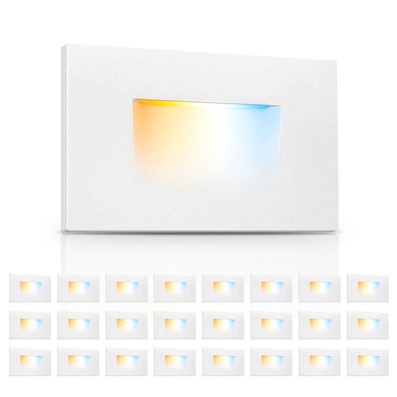 Éclairage de marches à DEL ajustable 24PK 5CCT | Éclairage intérieur / extérieur à DEL imperméable pour marches, greniers, sous-sols, terrasses et parcs | Écoénergétique, installation facile