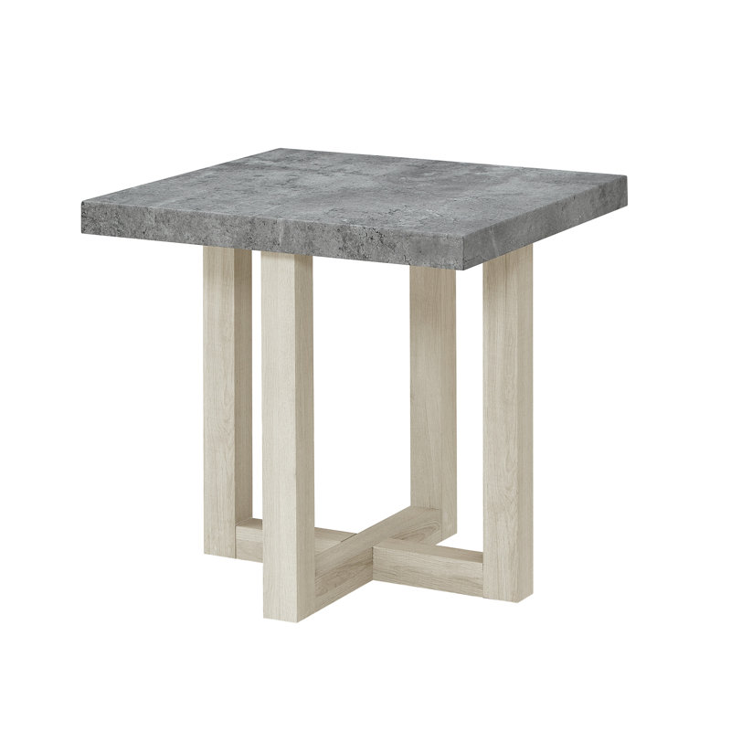 Table de bout contemporaine Luno, H 22 po x l 22 po x P 22 po, Gris / Blanc, Sans décalque / conception stratifiée