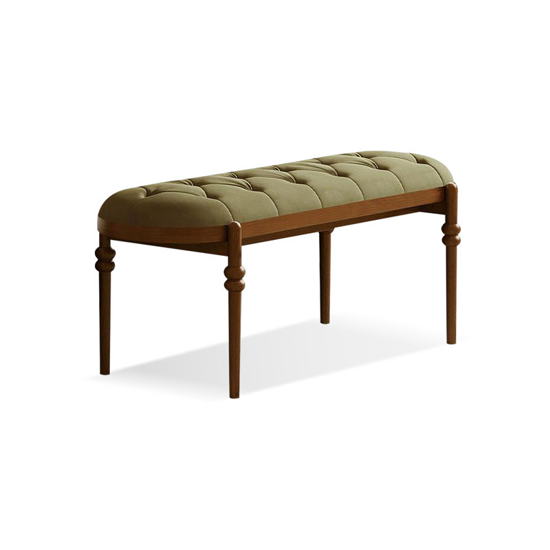 Green Vintage Upholstered Bedroom and Entry Fabric Long Bench