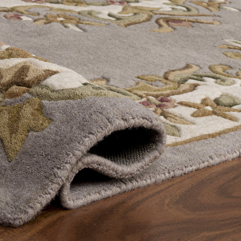 Aubusson 301 Hand Tufted Wool/Cotton Oriental Rug in Gray/Ivory/Brown, Rectangle 3' x 5'
