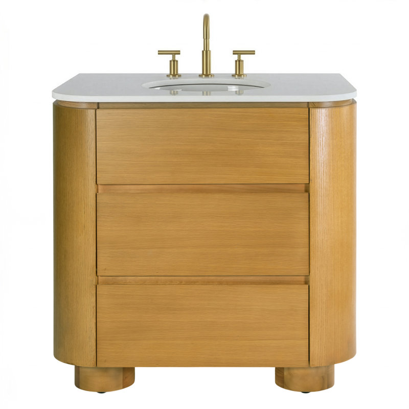 Meuble-lavabo simple à 2 tiroirs en quartz 36 po Mari, 36"