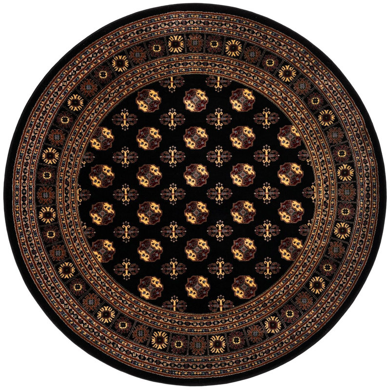 Traditional Hinshaw Runner Rug Black Color, Round 6'1"