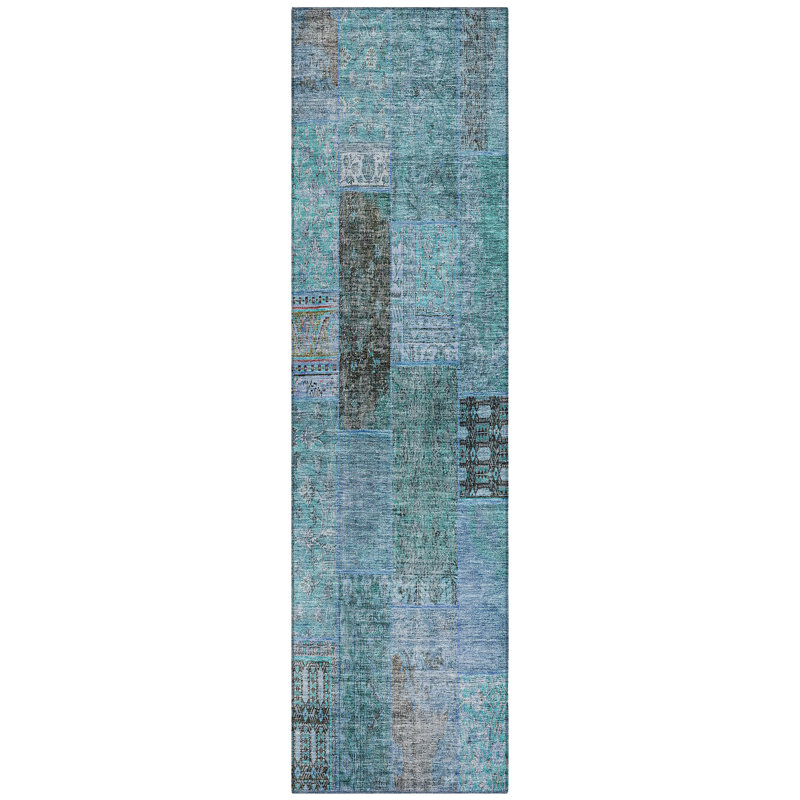 Mannan Washable Patchwork Indoor / Outdoor Rug, Runner 2'3" x 7'6"
