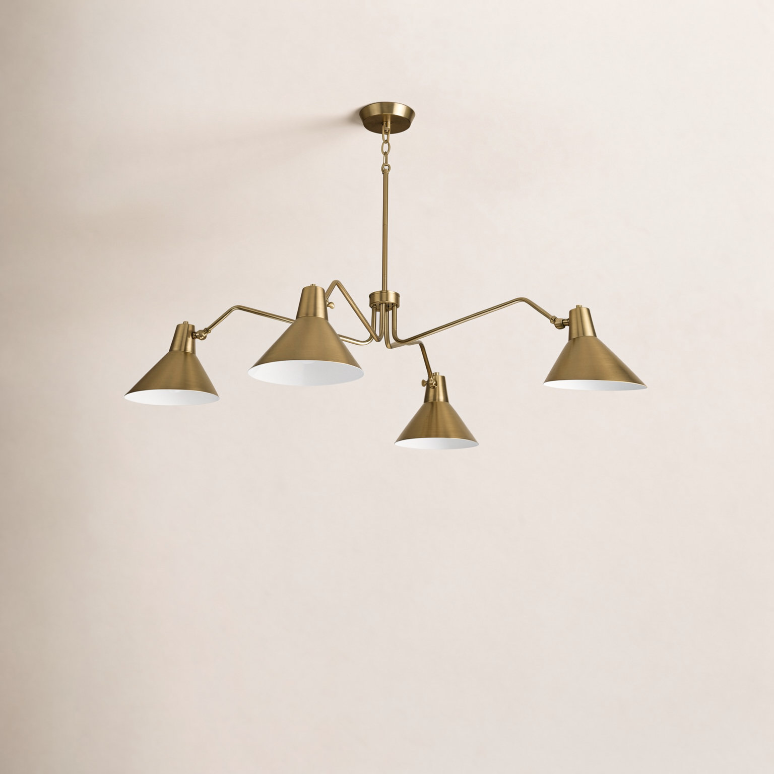 4-Light Chandelier, Brushed Bronze, Gold