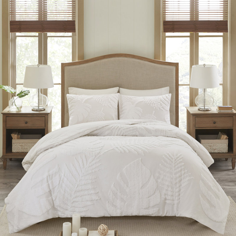 Housse de couette 3 pièces en chenille de coton pour chambre à coucher de charme, taille double / grand