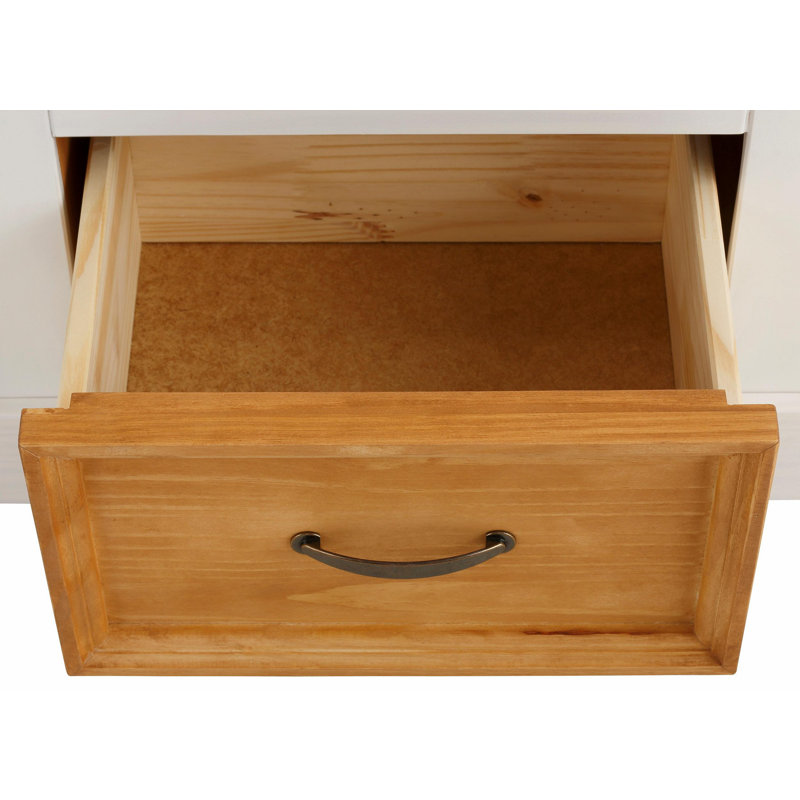 Perley Solid Wood 100 cm W Chest of 4 Drawers, White / Stain Wax