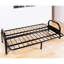 Structure de futon noir moderne avec siège réglable et structure en métal pour la décoration du salon