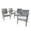 Chaise d'extérieur empilable en rotin PE avec structure en fer et coussins (ensemble de 4), osier gris